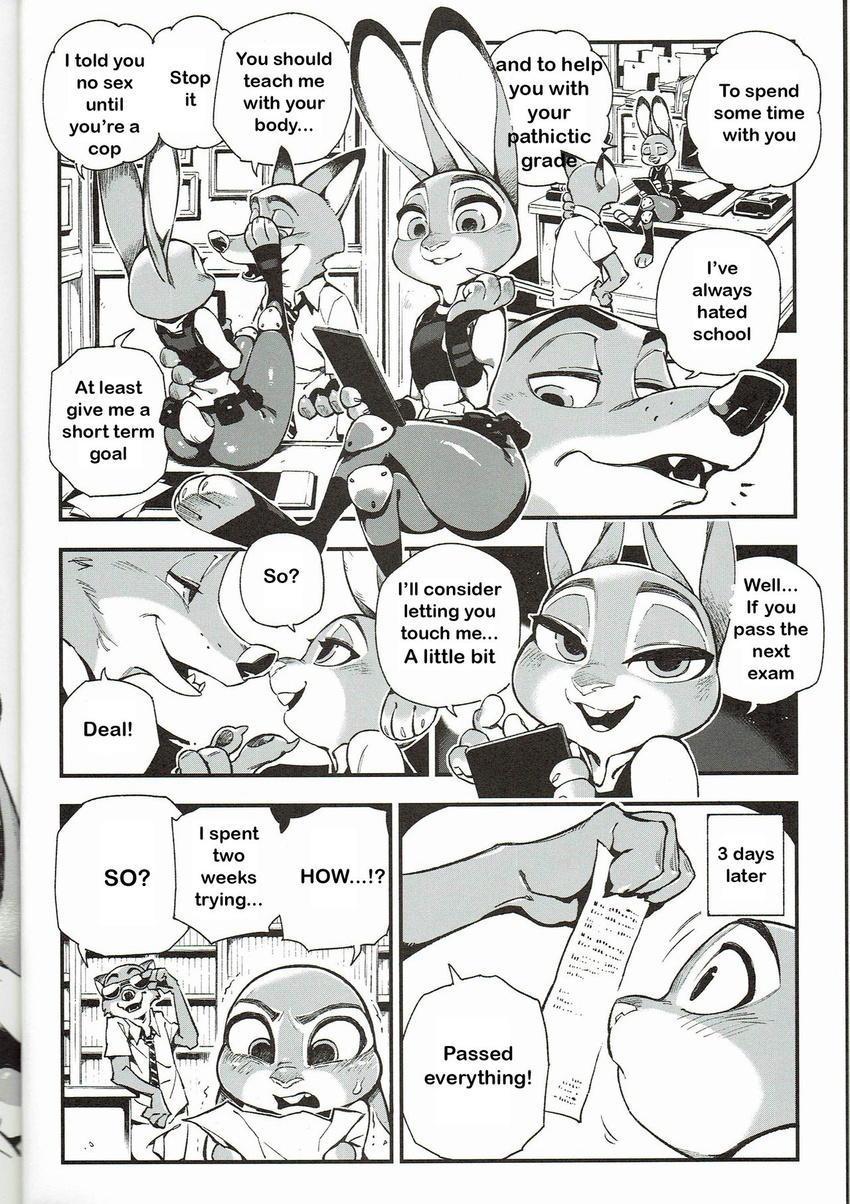 bear_hand canine comic disney female fox judy_hopps lagomorph mammal monochrome nick_wilde zootopia