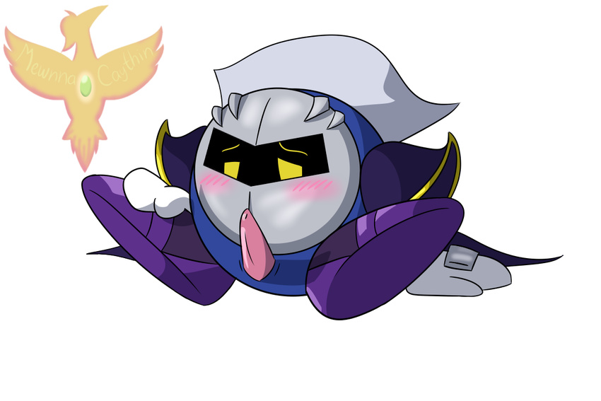 armor blush cape clothing erection genital gloves kirby_(series) looking_down male mask meta_knight mewnna_caythin nintendo not_furry penis video_games waddling_head