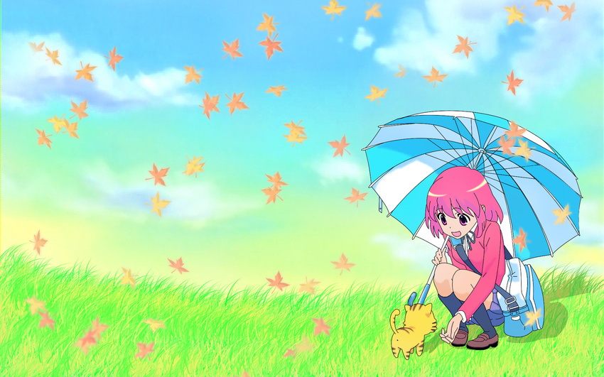 kushieda_minori leaves sky tiger toradora umbrella