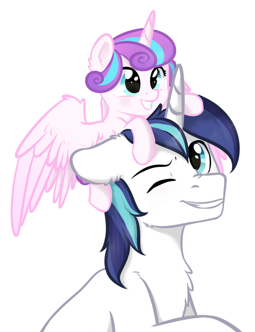duo equine feathered_wings feathers female feral flurry_heart_(mlp) friendship_is_magic hair horn kaylemi male mammal multicolored_hair my_little_pony shining_armor_(mlp) two_tone_hair unicorn winged_unicorn wings young