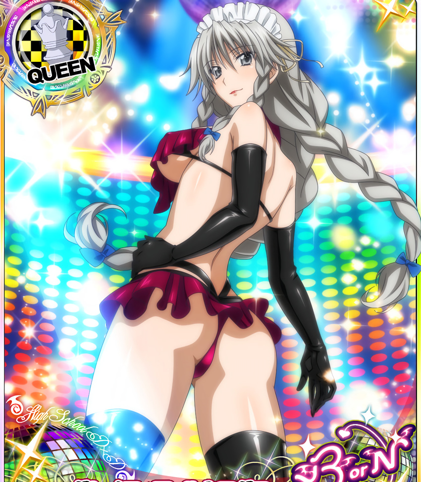 1girl ass breasts grayfia_lucifuge grey_eyes grey_hair high_school_dxd large_breasts long_hair milf solo