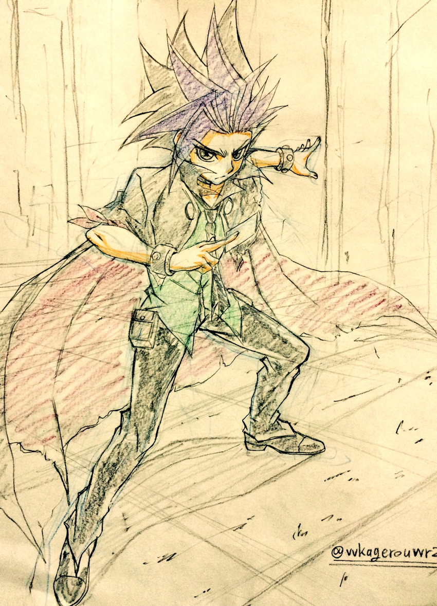 bad_source card highres hiroki_(vvkagerouvvr2) male_focus solo traditional_media yuu-gi-ou yuu-gi-ou_arc-v yuuto_(yuu-gi-ou_arc-v)