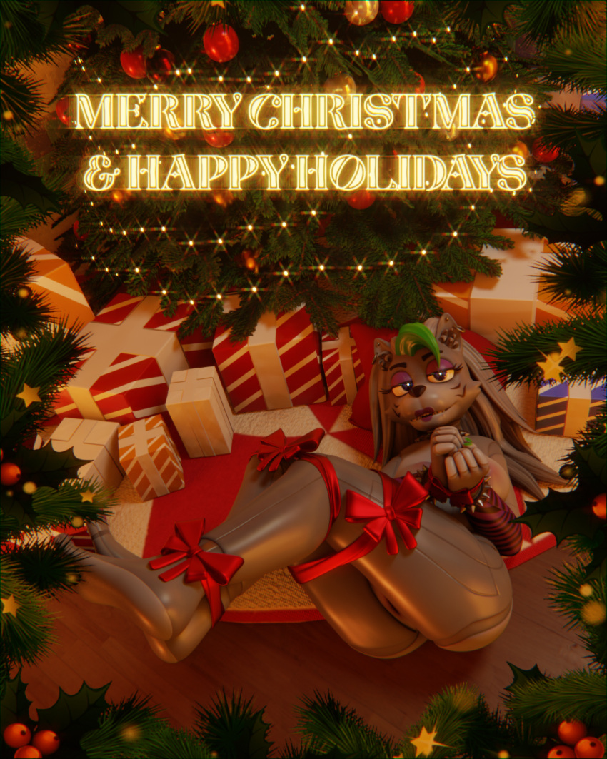 android animatronic bdsm bondage bound christmas female five_nights_at_freddy's five_nights_at_freddy's:_security_breach hands_tied heretic3d hi_res holidays humanoid legs_tied machine robot robot_humanoid roxanne_wolf_(fnaf) scottgames solo steel_wool_studios wrists_tied