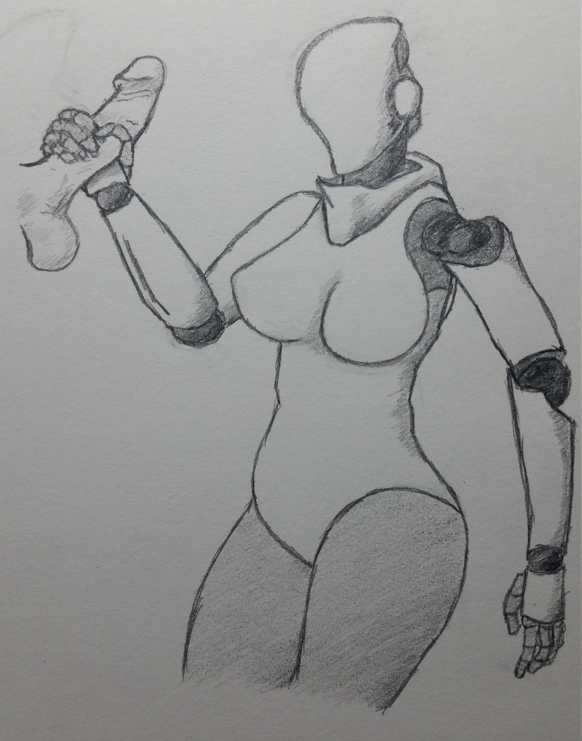 breasts cybernetics cyborg disembodied_penis female handjob haydee machine male penis robot scrungusbungus