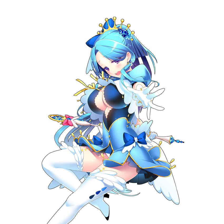 blue_hair breasts giuniu gloves highres holding large_breasts official_art open_mouth solo transparent_background uchi_no_hime-sama_ga_ichiban_kawaii vivienne_(uchi_no_hime-sama_ga_ichiban_kawaii) white_gloves white_legwear