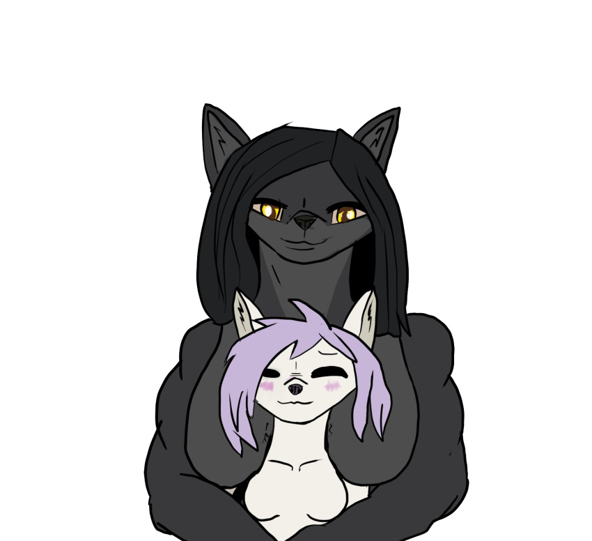 anthro canid canine canis cuddling duo female fox hi_res mammal narra nyo_la_nixan rey_(reaperonico) sticker wolf