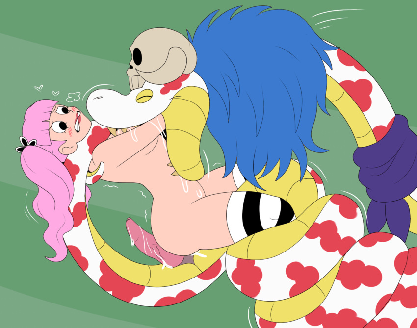 ambiguous_penetration clothing duo female feral ghost_princess_perona human legwear male male/female mammal nude one_piece penetration pigtails plsgts questionable_consent reptile salome_(one_piece) scalie snake stockings vore