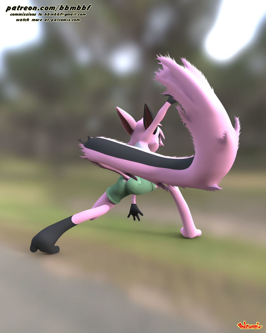 3d_(artwork) action_pose anthro bbmbbf clothed clothing digital_media_(artwork) dreamkeepers female fur mammal palcomix pink_fur solo viriathus