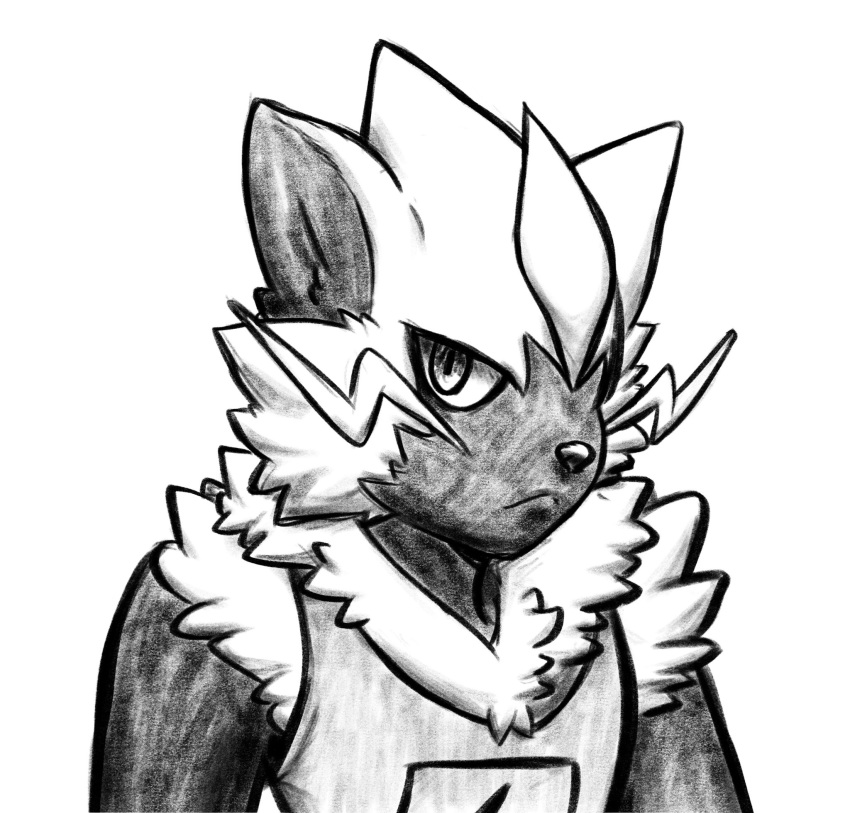 anthro clothing dark_body dark_fur dynogreeno fur generation_7_pokemon hi_res legendary_pokemon light_body light_fur looking_at_viewer male mammal mouth_closed nintendo pokemon pokemon_(species) pupils shirt slit_pupils solo tank_top topwear zeraora