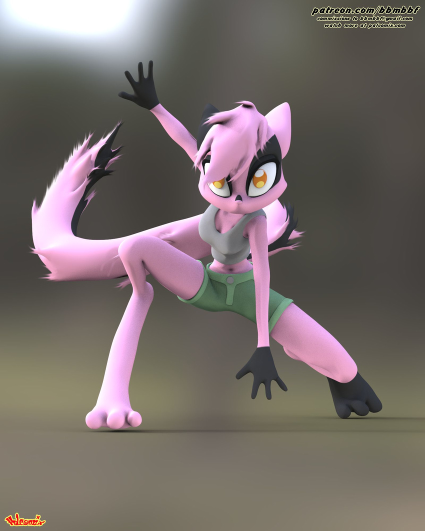 3d_(artwork) action_pose bbmbbf clothed clothing digital_media_(artwork) dreamkeepers female fur mammal palcomix pink_fur solo viriathus