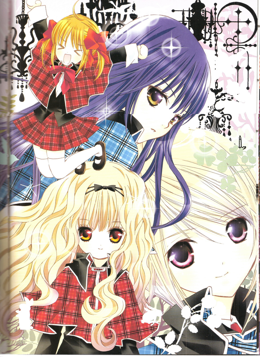 binding_discoloration fujisaki_nagihiko hotori_tadase mashiro_rima peach-pit seifuku shugo_chara thigh-highs yuiki_yaya