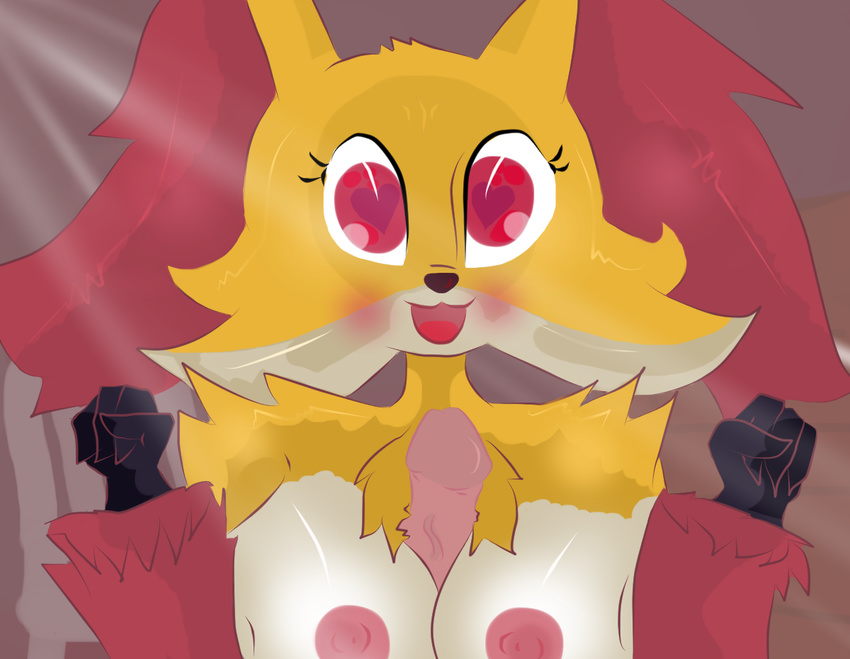 &lt;3 &lt;3_eyes 2016 4_fingers anthro areola big_breasts black_fur black_nose blush breasts canine cute cute_face delphox digital_drawing_(artwork) digital_media_(artwork) duo e-01_(artist) erect_nipples female fox fur inner_ear_fluff looking_at_viewer male male/female mammal multicolored_fur nintendo nipples nude open_mouth penis pok&eacute;mon red_eyes red_fur sex simple_background smile titfuck tongue video_games white_fur yellow_fur