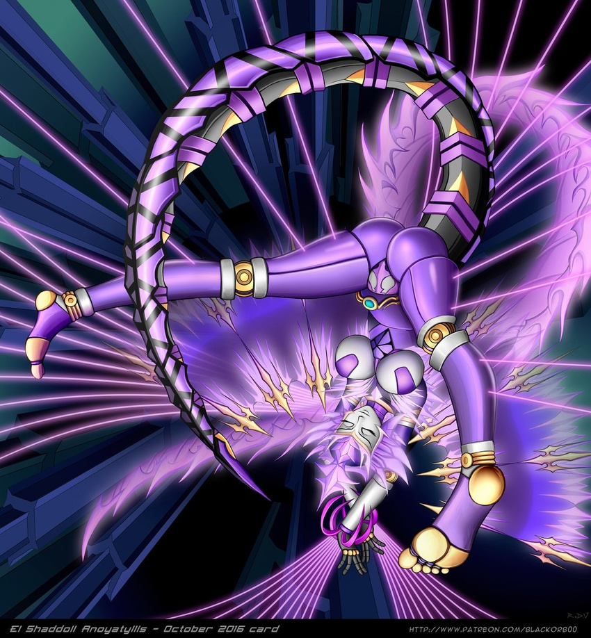 artist_name ass barefoot blackorb00 breasts closed_eyes doll doll_joints duel_monster el_shaddoll_anoyatyllis el_shaddoll_construct feet highres large_breasts monster_girl smile solo string tail toes wings yuu-gi-ou yuu-gi-ou_duel_monsters