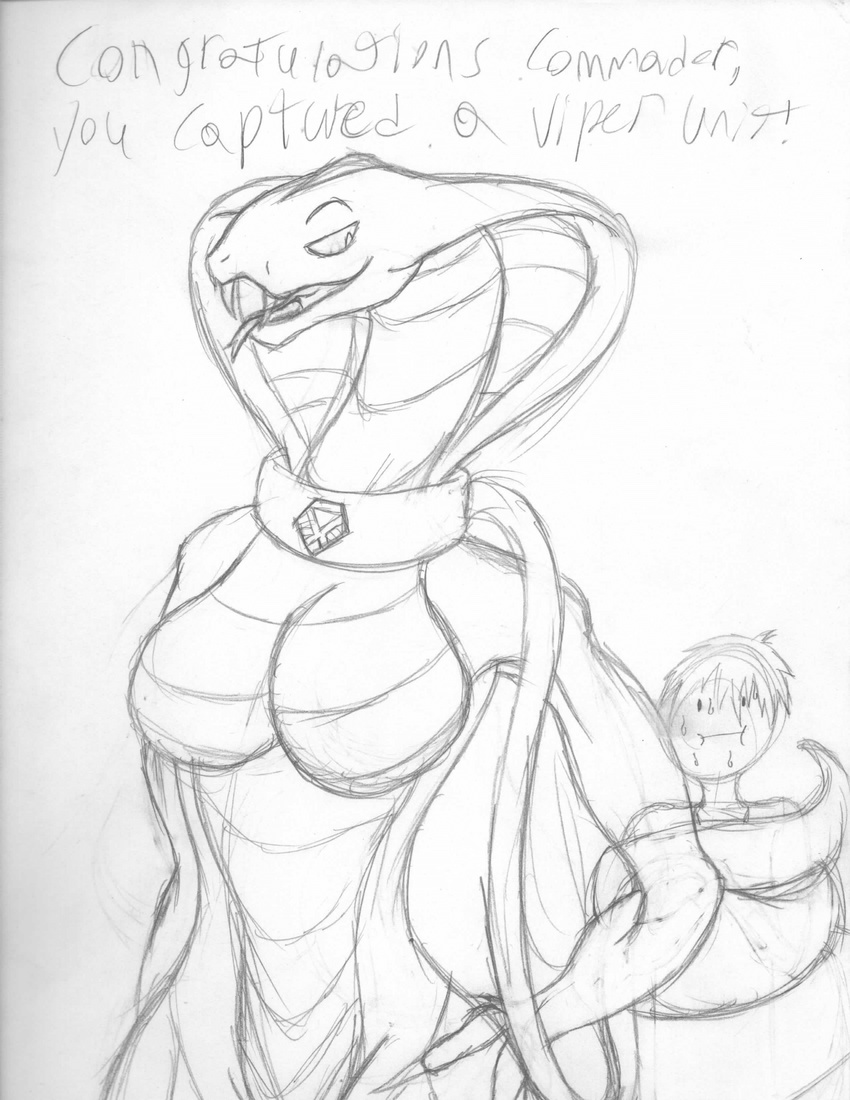 2016 alien anthro armpits backalleyfallz big_breasts breasts cobra duo female human mammal naga nude open_mouth reptile scales scalie simple_background sketch smile snake video_games viper_(x-com) wide_hips x-com