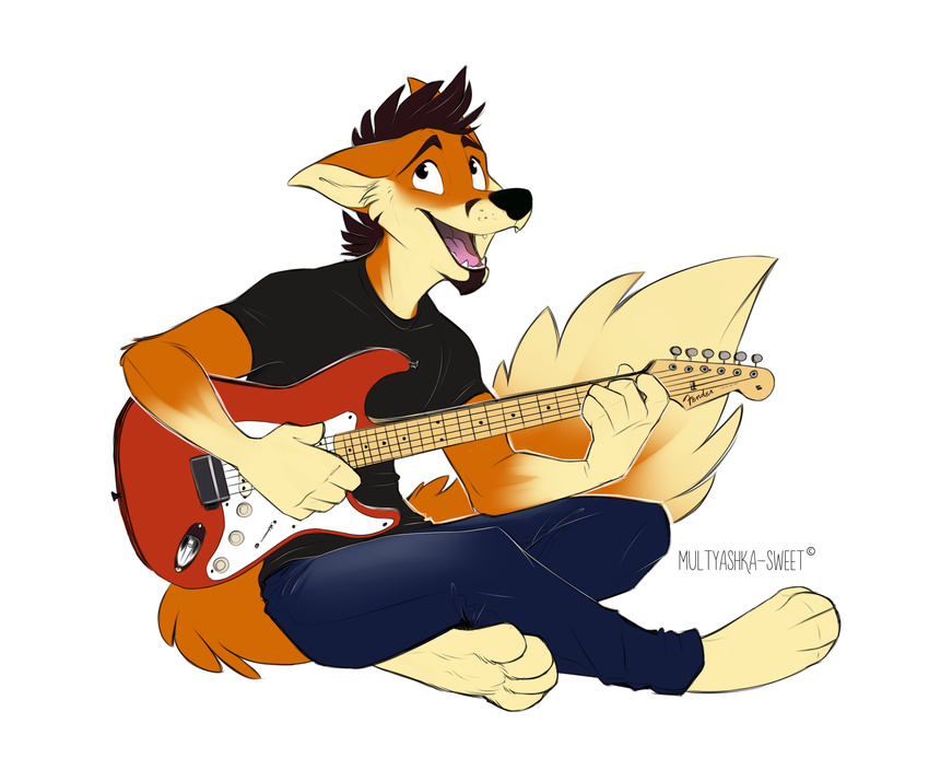 anthro canine clothing fox fur guitar jake_northcote male mammal multyashka-sweet musical_instrument