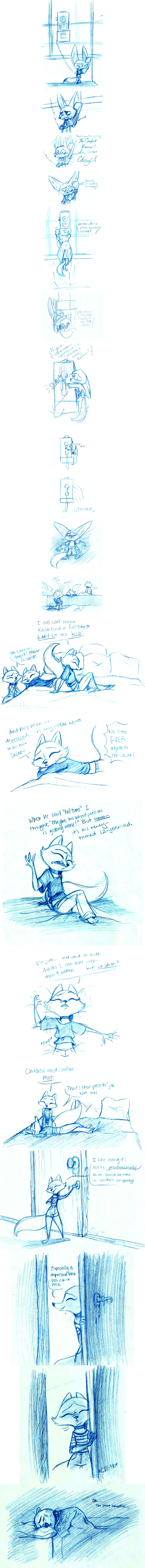 2016 absurd_res anthro arctic_fox arctic_fox_masseuse_(zootopia) bed bedding blanket canine child clothing collar comic dialogue disney female fennec finnick fox hi_res male mammal nervous nicolaswildes_(artist) phone_booth pillow sleeping speech_bubble superabsurd_res text young zistopia zootopia
