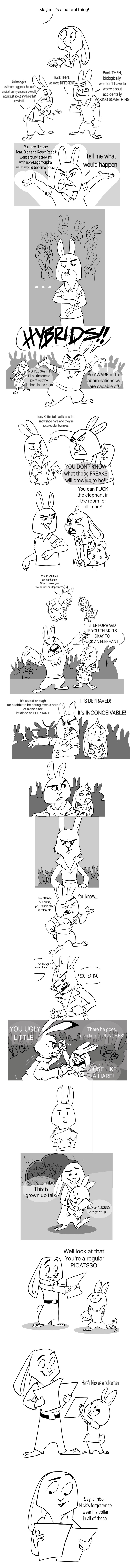 2016 absurd_res anthro arguing comic disney female fight food hi_res lagomorph male mammal nicolaswildes_(artist) rabbit red-velvet-panda sandwich_(disambiguation) speech_bubble superabsurd_res text yelling zistopia zootopia