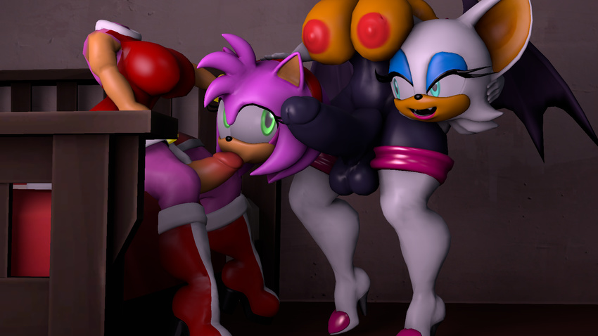 3d_(artwork) amy_rose detachable detachable_head digital_media_(artwork) fellatio headless headmaster intersex modular oral penis rouge_the_bat sex sonic_(series) source_filmmaker what