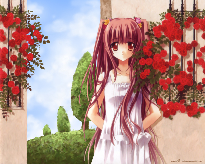 airi carnelian dress flowers long_hair red_eyes redhead tagme