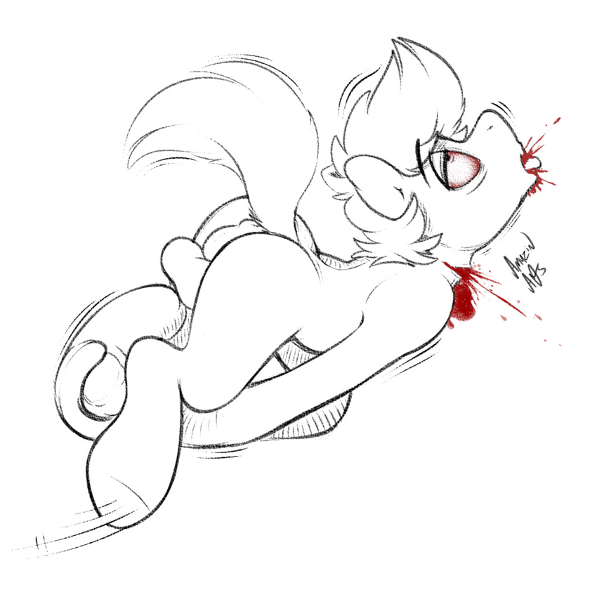 2016 amazin-arts anus balls blood cut_neck cut_throat dark death earth_pony equine falling gore grimdark hooves horse looking_up male mammal my_little_pony pony raised_tail red_eyes simple_background sketch solo spitting_blood tongue white_background