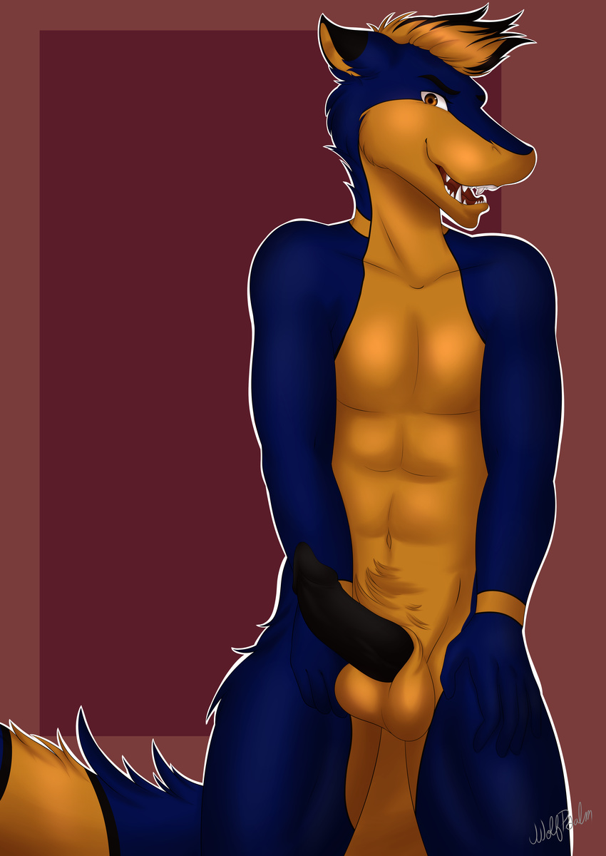 canine hybrid male mammal penis pinup pose sergal solo wolf wolfpsalm