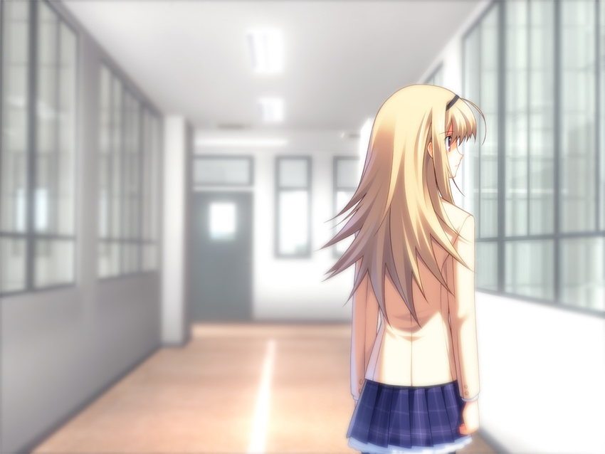 blonde_hair chaos;head long_hair nishijou_nanami seifuku skirt