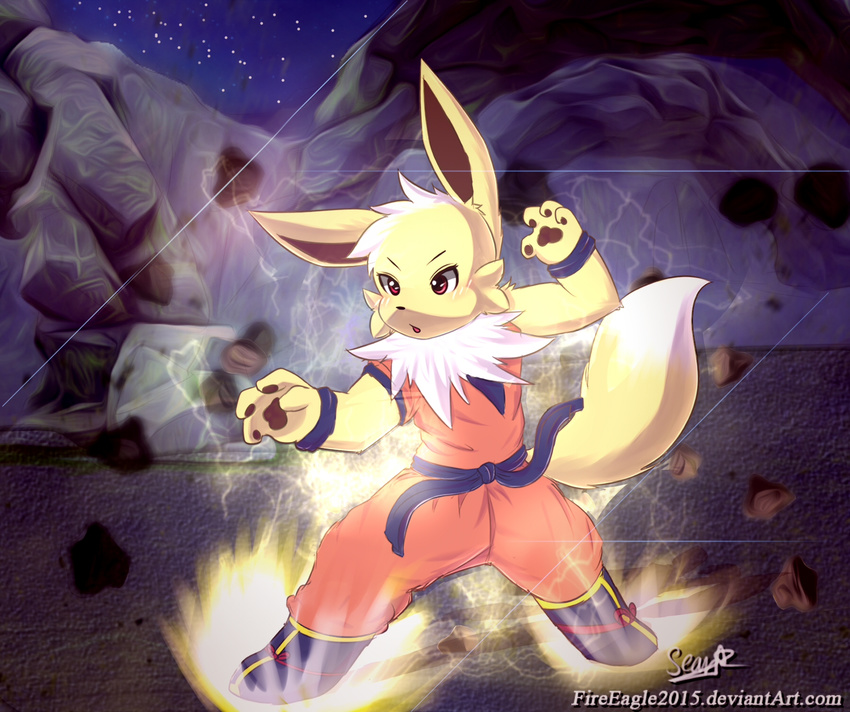 &lt;3 2016 cute eeveelution eletric energy fak&eacute;mon jolteon male mountain nintendo pok&eacute;mon power rock senz sky star video_games