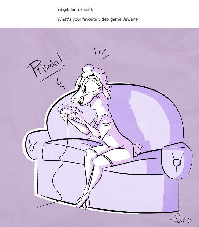 anthro ask_blog caprine fluttershythekind jewene_the_ewe mammal nightgown sheep video_games