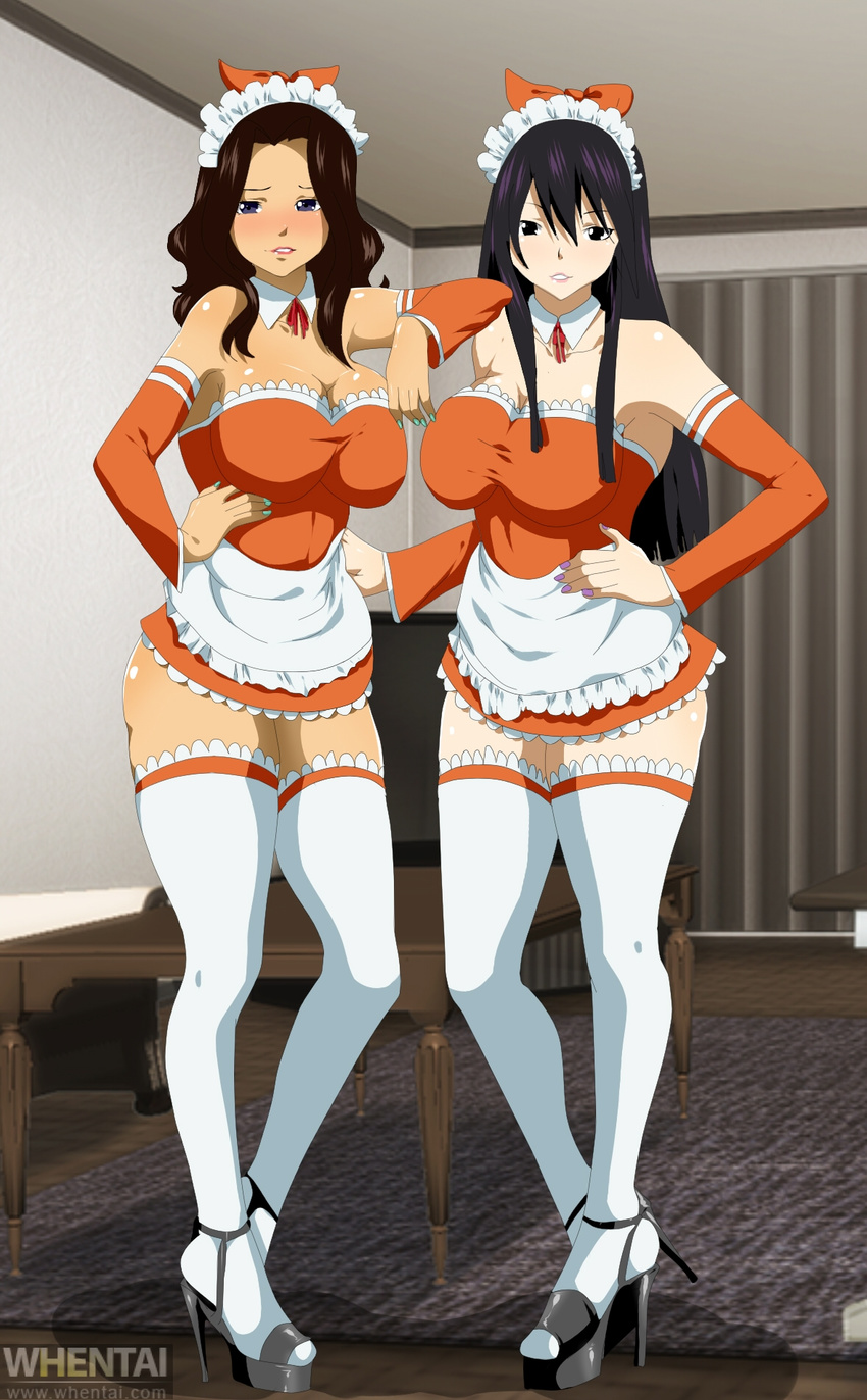 black_hair blush brown_hair cana_alberona fairy_tail legwear ultear_milkovich