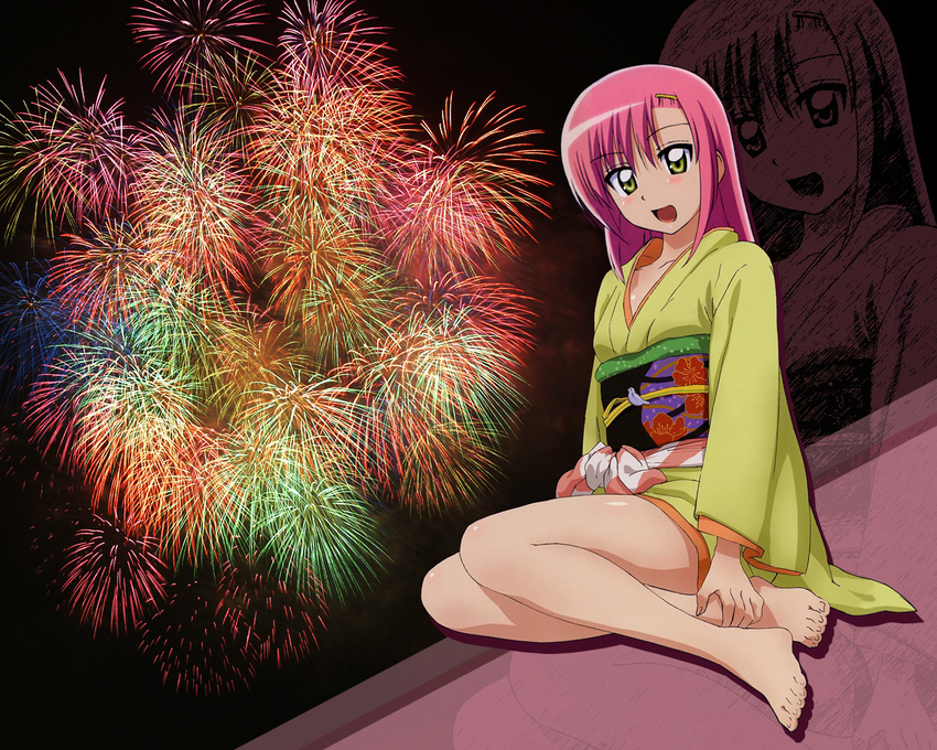 fireworks hayate_no_gotoku japanese_clothes katsura_hinagiku pink_hair