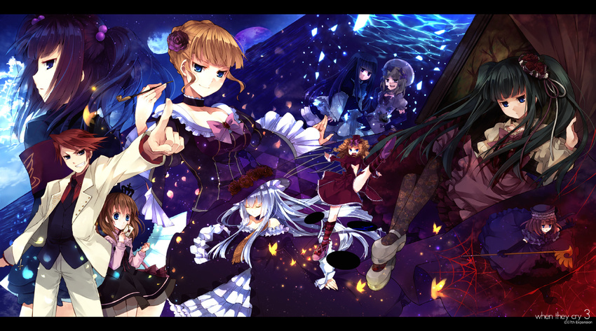 6+girls bag bangs beatrice bird black_eyes black_hair blonde_hair blue_eyes blue_hair blunt_bangs bow breasts brother_and_sister bug butterfly choker closed_eyes cross crow dress drill_hair empty_eyes eva_beatrice flower frederica_bernkastel frills furudo_erika gaap hair_bobbles hair_bow hair_ornament hat hime_cut insect jacket kiseru lambdadelta landscape letter long_hair mary_janes medium_breasts multiple_girls necktie ocean orange_eyes orange_hair pantyhose pink_dress pipe pointing pumpkin purple_eyes red_hair ribbon ringlets rose running scepter serious shoes short_hair siblings sideboob silk smile socks spider_web striped striped_legwear suzushiro_kurumi twintails umineko_no_naku_koro_ni ushiromiya_ange ushiromiya_battler ushiromiya_maria very_long_hair virgilia white_hair