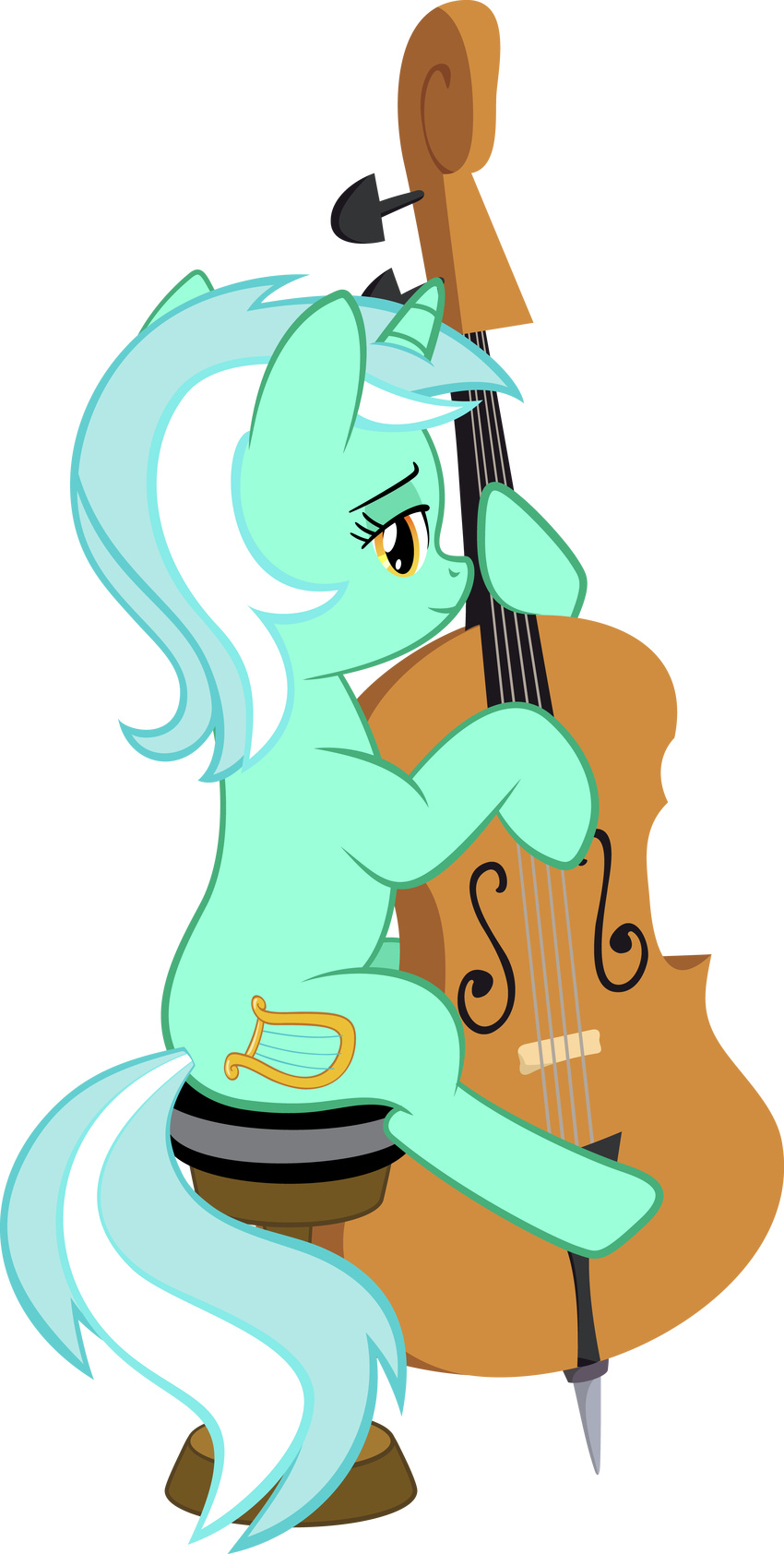 bow_(stringed_instrument) bow_tie cello clothing cutie_mark equine female feral friendship_is_magic fur hair horn horse lykas13_(artist) lyra_heartstrings_(mlp) mammal musical_instrument my_little_pony pony solo unicorn