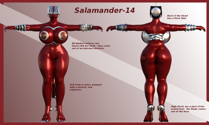 3d_(artwork) android anthro armor clothing cyber_dragon digital_media_(artwork) dragon female footwear high_heels idsaybucketsofart machine reptile robot salamander-14 scalie solo