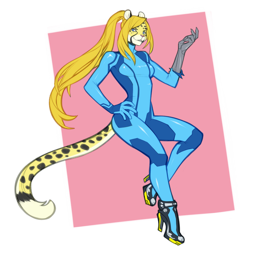anthro cheetah clothed clothing cosplay cybernetics cyborg feline female machine mammal metroid nintendo samus solo spearfrost syphon video_games zero_suit