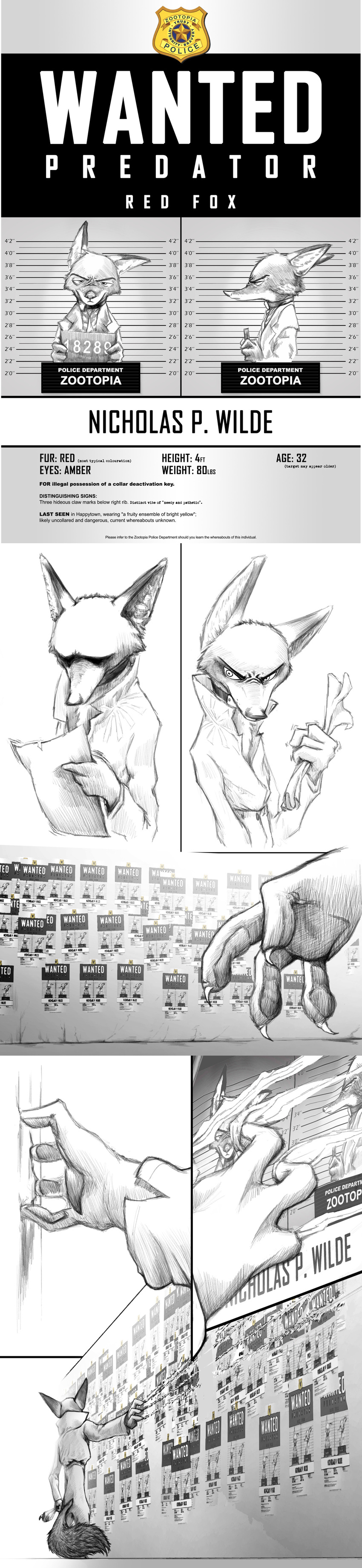 2016 absurd_res anthro claws collar comic disney hi_res male solo superabsurd_res thewyvernsweaver wanted_poster zistopia zootopia