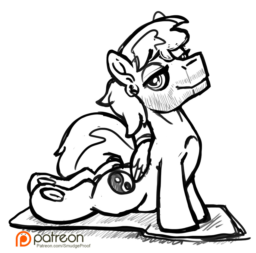 anus balls ear_piercing equine fan_character looking_at_viewer mammal my_little_pony patreon pegasus piercing sketch smudge_proof solo stubble wayward_pony wings