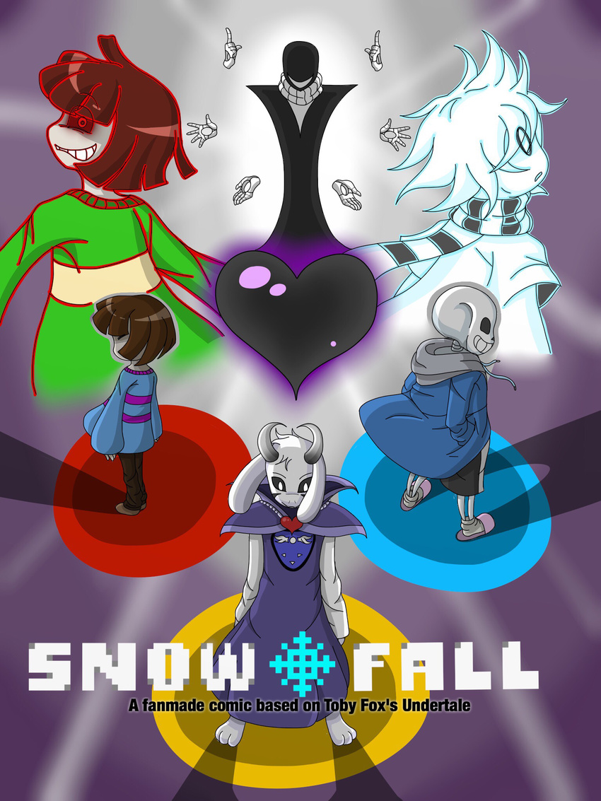 ambiguous_gender asriel_dreemurr bone caprine chara_(undertale) comic cover gaster goat human male mammal protagonist_(undertale) sans_(undertale) skeleton taggen96_(artist) undertale video_games