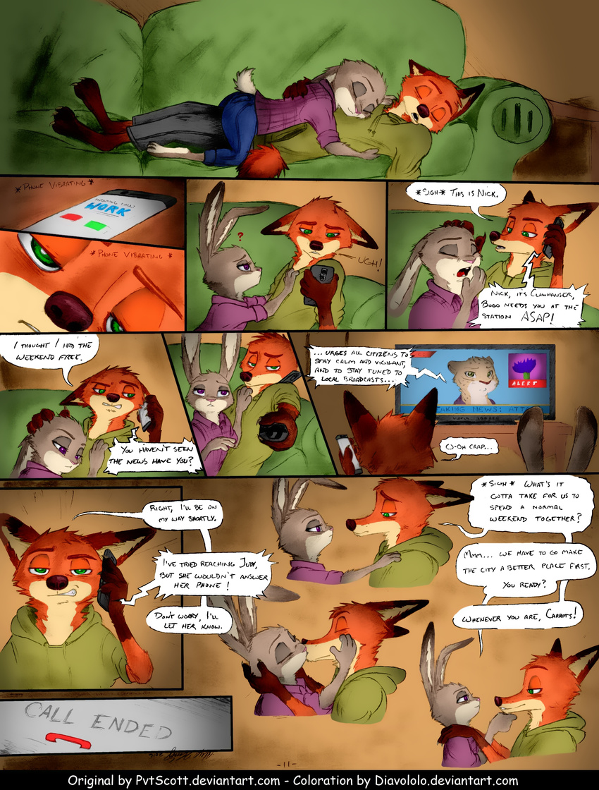 canine comic diavololo disney fox judy_hopps lagomorph mammal nick_wilde pvtscott rabbit zootopia