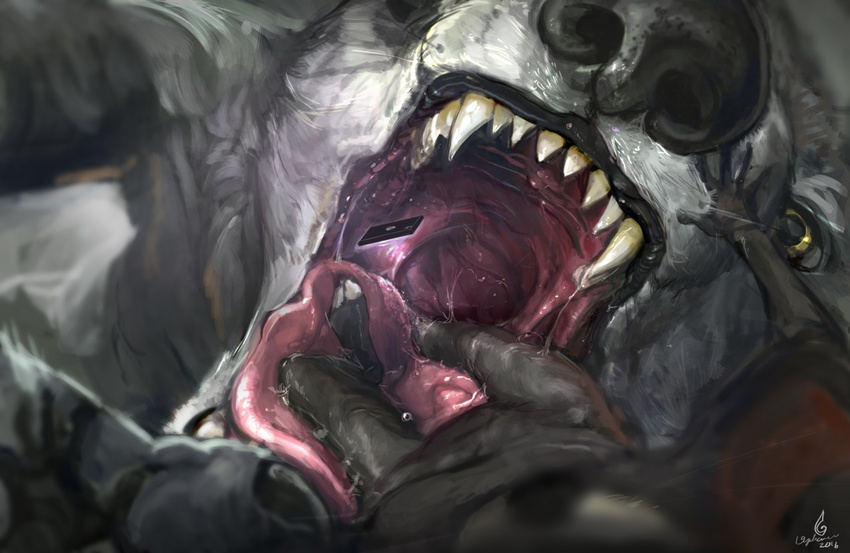 ambiguous_gender anthro canine first_person_view gonnaneedabiggerboat mammal open_maw oral_vore phone saliva size_difference teeth tongue vore wolf