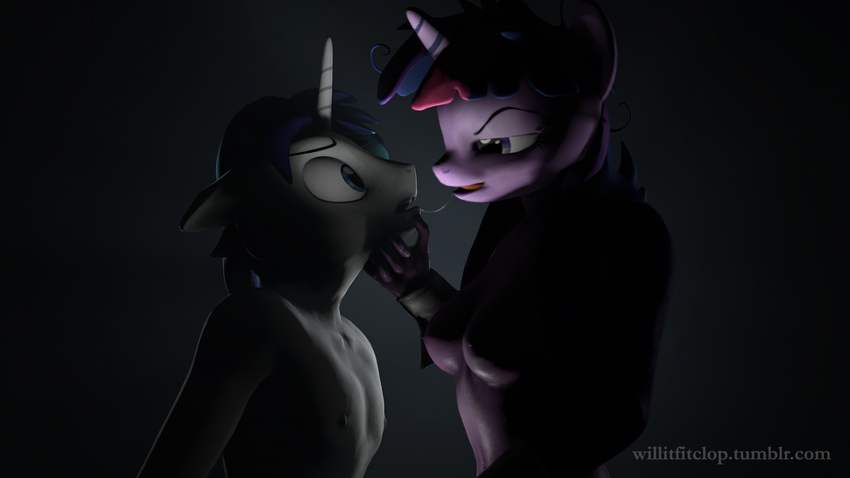 3d_(artwork) breasts brother brother_and_sister clothed clothing digital_media_(artwork) friendship_is_magic girly incest kissing my_little_pony open_jacket partially_clothed shining_armor_(mlp) sibling sister source_filmmaker twilight_sparkle_(mlp) twink willitfit