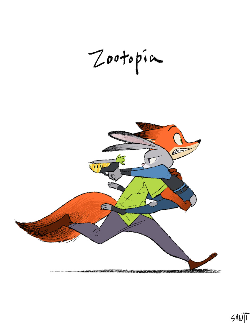 anthro canine disney female fox judy_hopps lagomorph male mammal nick_wilde rabbit sanjiseo zootopia