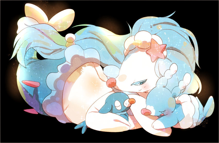 artist_request brionne eyes_closed furry hug pokemon popplio primarina sleeping