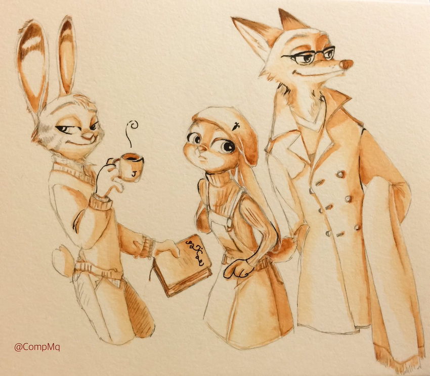 2016 anthro canine compmq_(artist) disney female fox jack_savage judy_hopps lagomorph male mammal nick_wilde rabbit zootopia