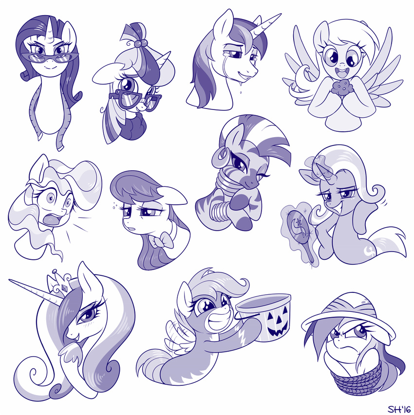 2016 bound clothing crown cutie_mark daring_do_(mlp) derp_eyes derpy_hooves_(mlp) ear_piercing equine expression eyebrows eyelashes eyeshadow eyewear female feral food footwear friendship_is_magic glasses horn horse makeup male mammal moondancer_(mlp) muffin my_little_pony octavia_(mlp) one_eye_closed open_mouth pegasus piercing pith_helmet pony pose princess_cadance_(mlp) rarity_(mlp) rope scootaloo_(mlp) shining_armor_(mlp) shoes sorcerushorserus tape_measure tears teeth trixie_(mlp) unicorn wings wink zebra zecora_(mlp)