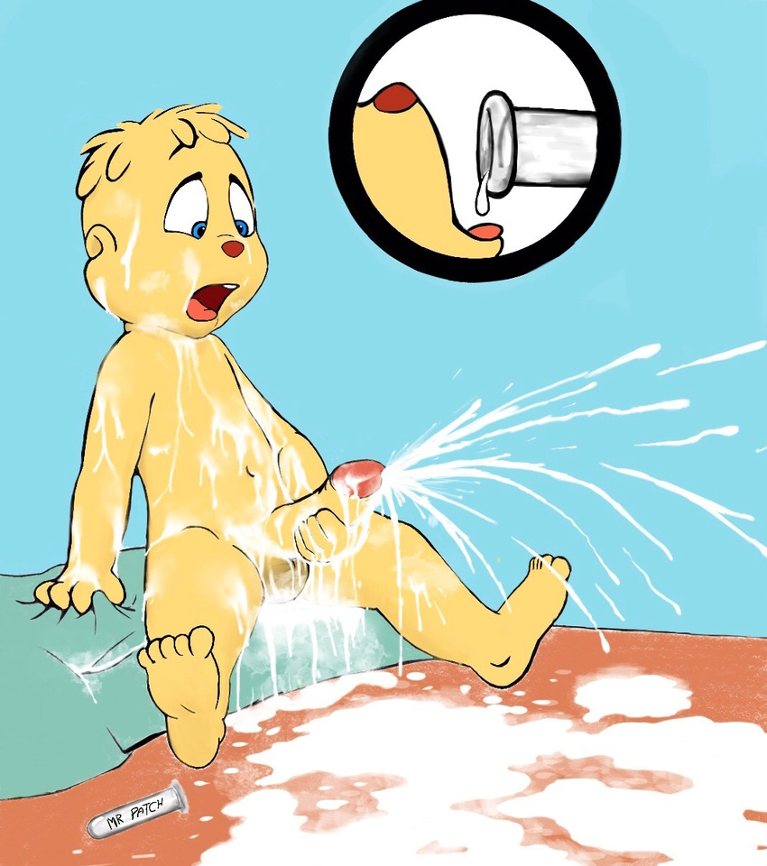 alvin_and_the_chipmunks anthro cum cumshot ejaculation g-cat male orgasm simon_seville simple_background solo