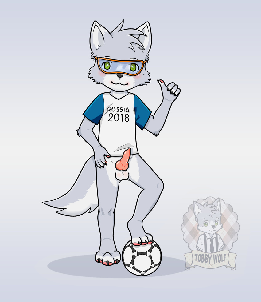 balls canine cosplay cub cute knot mammal penis soccer sport tobby tobby_wolf wolf young zabivaka