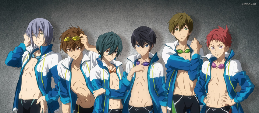 free! high_speed! kirishima_ikuya kirishima_natsuya male nanase_haruka serizawa_nao shiina_asahi swimsuits tachibana_makoto