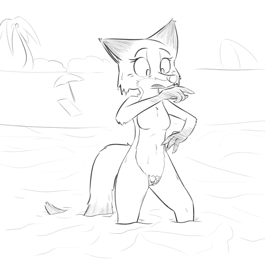 2016 anthro beach breasts canine disney female fox mammal mrs_wilde nude pussy seaside solo visiti zootopia