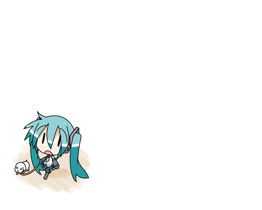 chibi chibi_miku hamo_(dog) hatsune_miku minami_(artist) vocaloid white