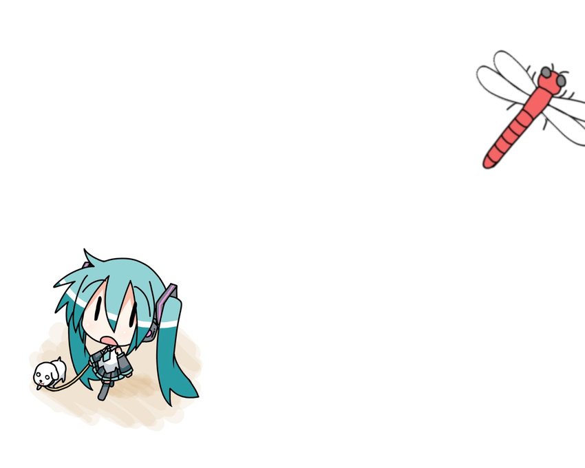 chibi chibi_miku hamo_(dog) hatsune_miku minami_(artist) vocaloid white